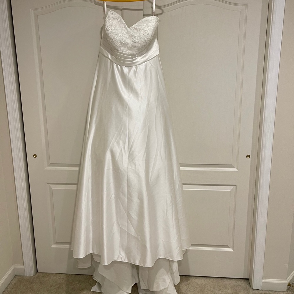 JJ’s House Satin and Lace Ivory Wedding Dress